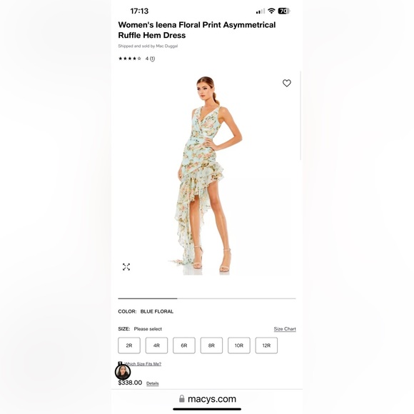 Mac Duggal floral print asymmetrical hem dress - NWT - unable to return. - Picture 3 of 5